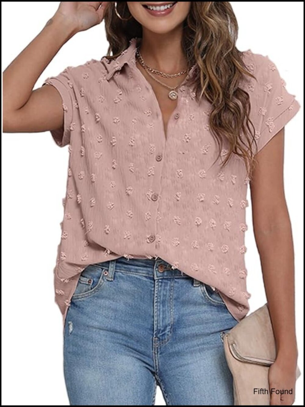 White Button Down Shirt Dressy Casual Blouse Short Sleeve Work Top